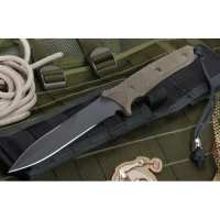 Нож с фиксированным клинком Spartan Breed Fighter (Black SpartaCoat/Green Micarta/Black Molle Sheath) 13.97 см. купить в Оренбурге