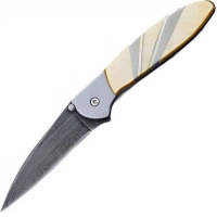 Полуавтоматический складной нож Santa Fe Kershaw Leek, дамасская сталь, рукоять сталь с накладкой из перламутра купить в Оренбурге