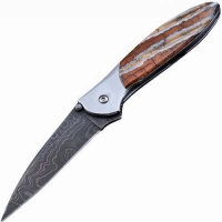 Полуавтоматический складной нож Santa Fe Kershaw Leek, дамасская сталь, рукоять сталь с накладкой из зуба мамонта купить в Оренбурге