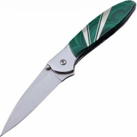 Полуавтоматический складной нож Santa Fe Kershaw Leek, сталь 14C28N, рукоять сталь с накладкой из малахита купить в Оренбурге