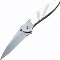 Полуавтоматический складной нож Santa Fe Kershaw Leek, сталь 14C28N, рукоять сталь с накладкой из перламутра купить в Оренбурге