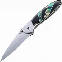 Полуавтоматический складной нож Santa Fe Kershaw Leek, сталь D2/14C28N, рукоять сталь с накладкой из зуба мамонта купить в Оренбурге