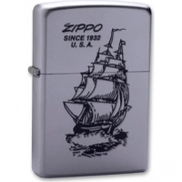 Зажигалка ZIPPO Boat-Zippo Satin Chrome, латунь с ник.-хром. покрыт., сереб., матовая, 36х56х12мм купить в Оренбурге