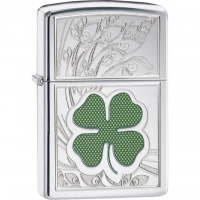 Зажигалка ZIPPO Classic «Клевер» с покрытием High Polish Chrome купить в Оренбурге