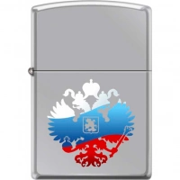 Зажигалка ZIPPO Двуглавый орёл, латунь/сталь с покрытием High Polish Chrome, серебристая, 36x12x56мм купить в Оренбурге