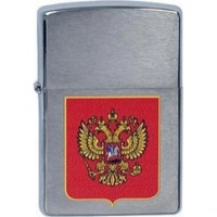 Зажигалка ZIPPO Герб России, латунь с  покрытием Brushed Chrome, серебристый, матовая, 36х12×56 мм купить в Оренбурге