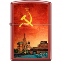 Зажигалка ZIPPO Красная Москва, латунь/сталь с покрытием Red Matte, красная, матовая, 36x12x56 мм купить в Оренбурге