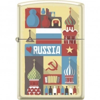 Зажигалка ZIPPO Открытка из России, латунь/сталь с покрытием Cream Matte, кремовая, 36x12x56 мм купить в Оренбурге