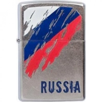 Зажигалка ZIPPO Russia Flag Satin Chrome, латунь с ник.-хром. покрыт., серебр., матовая, 36х56х12 мм купить в Оренбурге