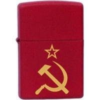 Зажигалка ZIPPO Серп и Молот Red Matte, латунь с порошковым покрытием, красная, матовая, 36х56х12 мм купить в Оренбурге